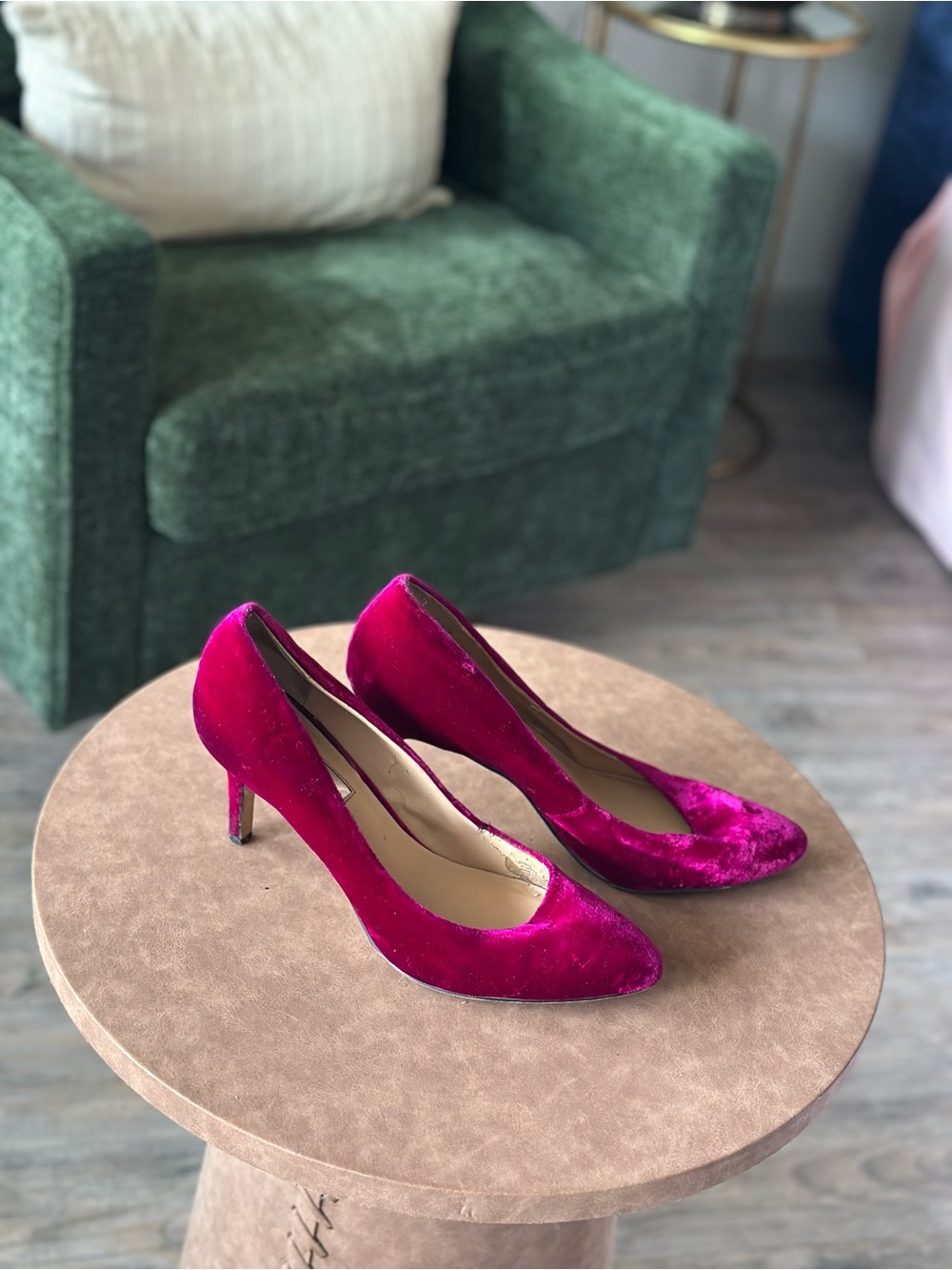 INC Fuchsia Velvet Pointed Pumps